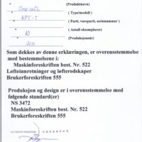 Lumikassin norjalainen tuotesertifikaatti
